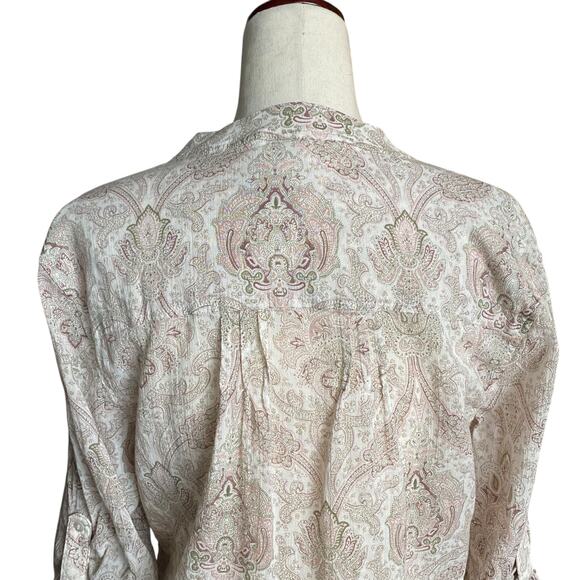 Carve Designs Organic Cotton Lightweight Sheer Long Sleeve Top M Paisley Boho - Picture 8 of 15